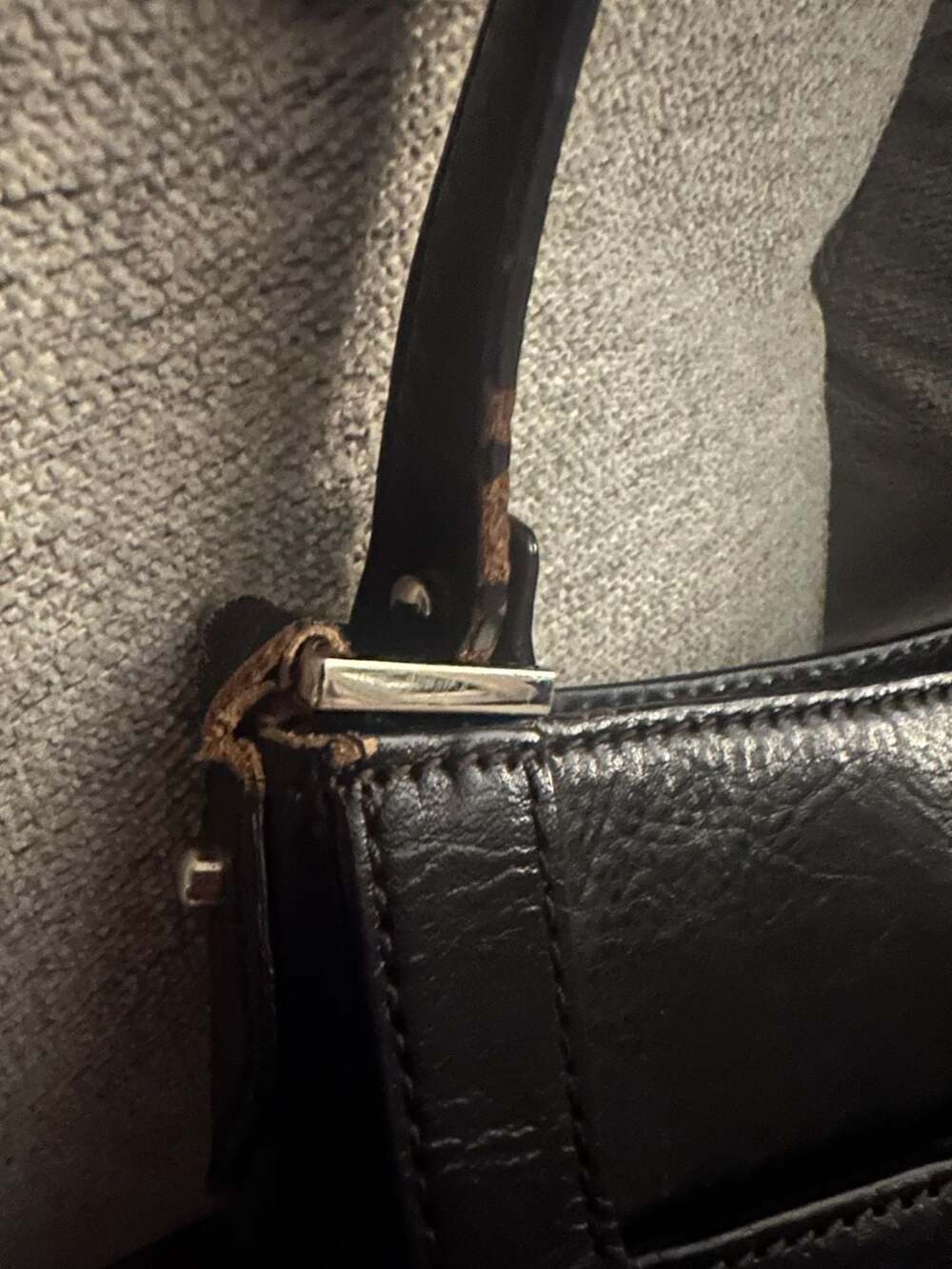 Etienne Aigner Brownish Black Leather Shoulder Bag Purse Silver-Tone Buckle - Picture 9 of 16
